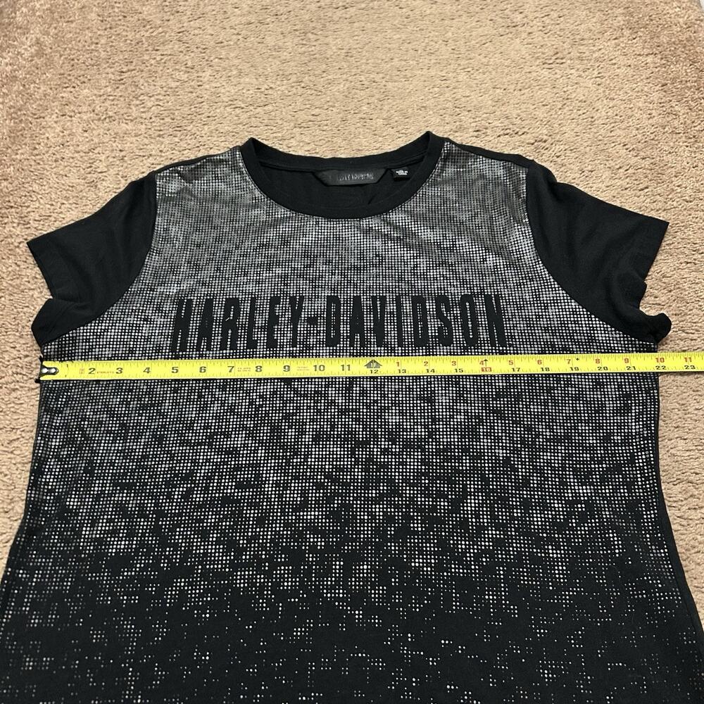 Harley Davidson Women’s Metallic Print Front Tee Black Silver Size XL - Picture 4 of 7
